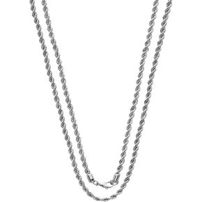Savlano 2mm-5mm Stainless Steel Rope Twist Necklace Chain for Men & Women Comes in 16-30 inches Gift Box