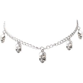 Sacina Gothic Skull Skeleton Choker Necklace, Zinc Alloy Skull Pendant, Goth Halloween Jewelry Gift for Women, Men (Skull)
