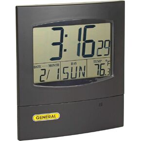General Tools Jumbo Display Digital Wall Clock #DJC381 with Time, Day, Date and Temperature