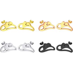 Dreuyet 4 Pairs Western Boots and Hat Stud Earrings for Women Tiny Asymmetric Cowboy Cowgirl Boot Hat Earrings Stainless Steel Minimalist High Polished Western Jewelry