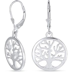 أقراط متدلية على شكل قرص بيضاوي من الطبيعة المحبة للعائلة وشجرة الحياة متدلية للنساء مطلية بالذهب الوردي عيار 14 قيراط. فضة استرليني عيار 925 in Kuwait