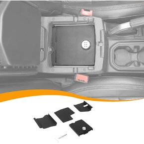 Hoolcar Center Console Armrest Locking Storage Safe Box Armrest Organizer Vault Safe Box with Key Compatible with Jeep Wrangler JL JLU 2018-2024, Interior Accessories