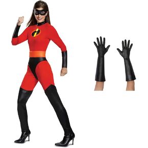 Disguise Mrs. Incredible Classic Adult Costume and The Incredibles Gloves Bundle