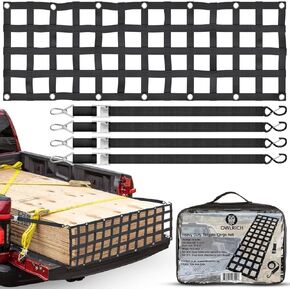 Heavy-Duty Tailgate Cargo Net, 54" X 18" - Durable Mesh with Snap Hooks & Straps for Full-Size Trucks, Enhanced UV Protection & Load Security, Fits Chevrolet, Ford, Toyota, GMC, Dodge RAM
