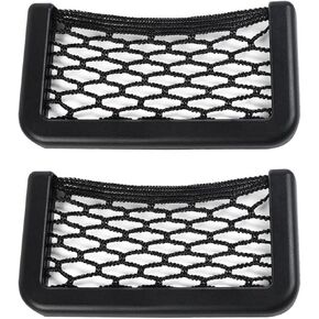 2 Pcs Black Car Net Pocket， Abs Self-Adhesive Multifunctional Car Mesh Bag Organizer Net，7.87in*3.15in Automotive Frame Storage Net Pocket. Suitable for Cars