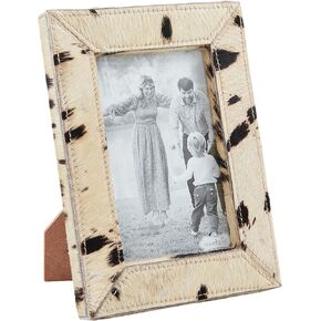Mud Pie Small Tan Mohair Hide Frame; 7 3/4" x 5 3/4"