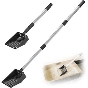 Cat Litter Scoop, Long Handle Detachable Metal Scooper with Deep Sifting Shovel,Heavy Duty Adjustable 21.5"-52" No Bending Back Pet Poop Shovel Chicken Poop Scooper