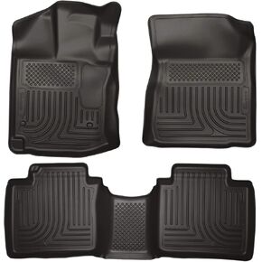 Husky Liners Weatherbeater Floor Mats | Fits 2012-2014 Toyota Venza | Front & 2nd Row, 3-pc Black - 99541