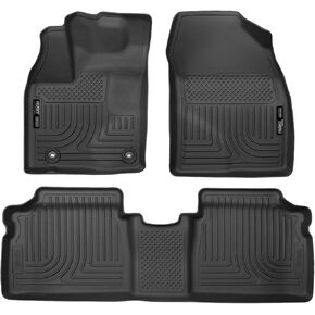 Husky Liners Weatherbeater Floor Mats | Fits 2012-2015 Toyota Prius Plug - in | Front & 2nd Row, 3-pc Black - 98931