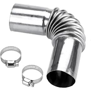 1 PC Car Heater Exhaust Pipe, 5.11" x 1.06" x 1" 90 Degree Stainless Steel Heavy Duty Corrugated Exhaust Bend with Clamp, Retrofit Replacement Accessories, Suitable for Most Cars (Silver)