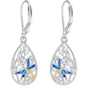 Ladybug Earrings Sterling Silver Ladybug Dangle Earrings Ladybug Abalone Jewelry Christmas Gifts for Women