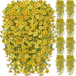 Artificial Fake Flowers for Outdoors Spring Summer Decoration, 4PCS UV Resistant Faux Silk Orchid Hanging Flowers for Garden, Porch, Window, Home Decor(Spring Color, 4PCS)