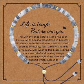 Plumiss Boho Inspirational Gifts Bracelets for Women,Handmade Unique Energy Natural Stone Beaded Strand Wrap Bracelet Jewelry Gift