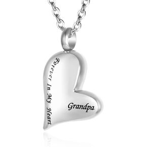 Forever in My Heart Cremation Jewelry for Human Ashes Dad/Mom/Grandpa/Grandma Keepsake Urn Necklace 316L Stainless Steel Memorial Ash Jewellery