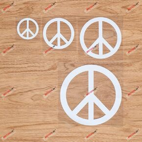 Peace Sign Anti War Symbol Vinyl Decal Sticker - 4 Pack White, 2 Inches, 3 Inches, 4 Inches, 6 Inches - No Background for Car Boat Laptop Cup Phone