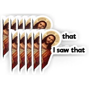 I Saw That Funny Jesus Vinyl Bumper/Window Sticker – Pack of 10, 2-Inch Decals for Cars, Trucks, Laptops, and More