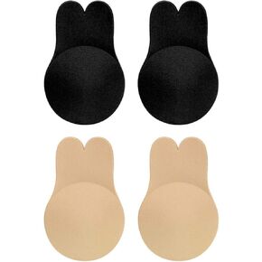 Adhesive Bra, Breast Lift Strapless Backless Bra Nippless Covers Push Up Self Invisible Sticky Bra for Women (2 Pairs) (A/B Cup)