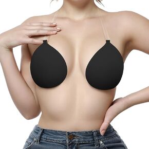 Women's Adhesive Bras with Clear Straps Invisible Sticky Bra for Backless Dress
