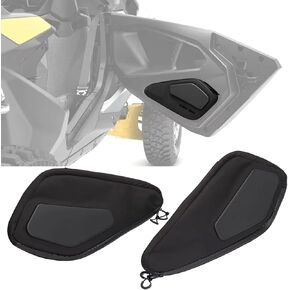 2PCS Lower Door Bags for Can Am Maverick R, UTV Black Lower Door Panel Side Storage Bag Waterproof Tool Bag Driver Passenger Gear Bag with Cushion Accessories