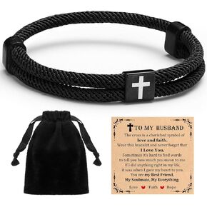 Tondiamo Christian Cross Bracelet for Husband Son Valentines Easter Inspiration Gift Religious Stocking Cool Gifts Stuffers for Men Son Baptism Communion Birthday Favors