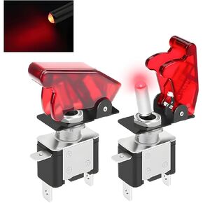 2PCS 12V LED سيارة الروك تبديل التبديل، مضيئة للماء ASW-07D تبديل التبديل 2 موقف 3Pin مع غطاء السلامة لسيارات السباق، 12 فولت DC 20A SPST الثقيلة على الخروج in Kuwait