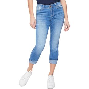 Royalty For Me Womens Women's Petite Wannabettabutt Mega Cuff Ankle Jeans