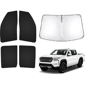T TGBROS Privacy Sunshade Custom Fit for 2022-2024 2025 Nissan Frontier Accessories Windshield Side Rear Window Full Set Car Sun Shades Foldable Blocks UV Rays Keeps Your Vehicle Cool 5PCS