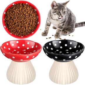 2 Pcs Ceramic Raised Cat Bowl Elevated Cat Food Bowl Whisker Friendly Raised Ceramic Cat Bowl Raised Cat Food Dish for Food and Water Wide Cat Feeding Bowl for Flat Faced Kitten
