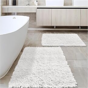 Bathroom Rugs Sets 2 Piece Wine Red, Bath Mat Bath Rugs Burgundy for Bathroom Non Slip Backing Microfiber 20x32+16x24 Inch Machine Washable
