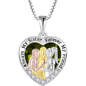 Sister Necklaces 925 Sterling Silver Birthstone Garnet Color Necklace with 5A Cubic Zirconia Always My Sister Forever My Friend Gifts for Jewelry Anniversary Women in Kuwait