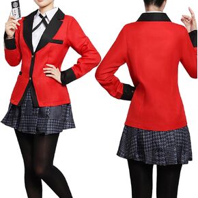 MENGZHAI Anime Yumeko Jabami Costume Cosplay Women School Uniforms Suit Red Jacket Skirt for Halloween