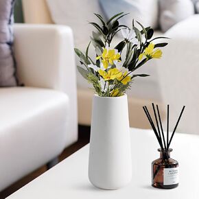 White vases Home Decor -Simple Vase for Flowers Plants,Matte Vases for Modern Table Shelf Home Decor, Boho Wedding Decor, 7" H Frosted Elegant Ceramic Vase Fit for Living, Bedroom, Bookshelf, Office