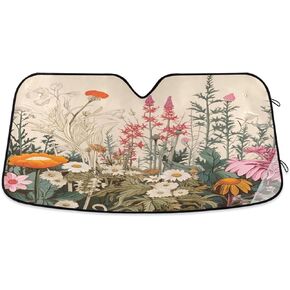 xigua Car Windshield Sunshade for Front Window Vintage Mountain Landscape Foldable Car Windshield Sun Shade Auto Sun Visor Blocks Heat Portection UV Rays and Keeps Vehicle Cool, 55"x27.6"