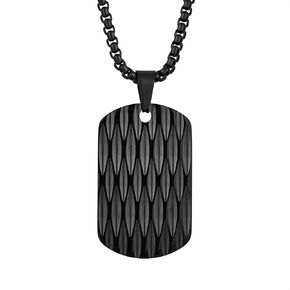 Mens Dog Tag Geometric Stainless Steel Necklace, Black and Silver Dog Tag Pendant for Men, 24" Rolo Chain Stylish Jewelry