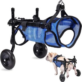 Updated Dog Wheelchair for Back Legs, Small Dog Wheelchair Carts with Wheels, Light Weight Wheelchair for Leg Support Helps Senior, Injured, Paralyzed (Blue, S)