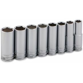 Titan 62300 1/2" Drive SAE 6-Point Deep Socket Set, 8-Piece (1/2" - 15/16")