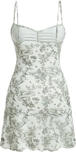 Milumia Women's Floral Print Tie Front Spaghetti Strap Cami Dress V Neck Flare Mini Sun Dresses in Saudi Arabia