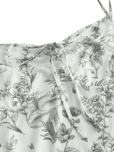 Milumia Women's Floral Print Tie Front Spaghetti Strap Cami Dress V Neck Flare Mini Sun Dresses in Saudi Arabia