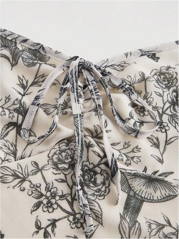Milumia Women's Floral Print Tie Front Spaghetti Strap Cami Dress V Neck Flare Mini Sun Dresses in Saudi Arabia