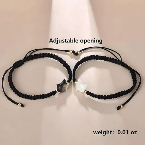 Moonstone Cat Bracelets for Couples Braided Personalized Couples Cat Bracelet Handmade Adjustable Cat Bracelet Friendship Bracelet Jewelry in Kuwait