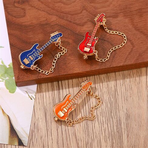 Guitar Tassel Chain Brooch Pin Cute Enamel Musical Instrument Badges on Backpack Guitar Brooches Badges Pins Present Gifts Accessories Brooch in Kuwait