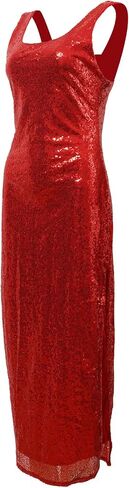 Xintianji Women's Open Back Sequin Dress Sparkly Bodycon Party Club Glitter Split Maxi Dress in Saudi Arabia