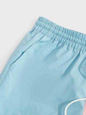 OYOANGLE Men's Colorblock Drawstring Elastic Waist Workout Gym Sport Athletic Shorts in Saudi Arabia