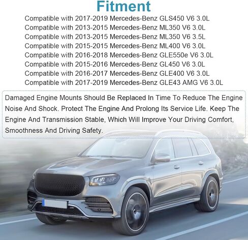 JDMON 3Pcs Engine Motor Transmission Mount Kit Replacement for Mercedes-Benz GLS450, ML350, ML400, V6 3.0L Compatible with A4094 / 9940 / 1662405917 / A4096 / 9666 / 1662401118 in Kuwait