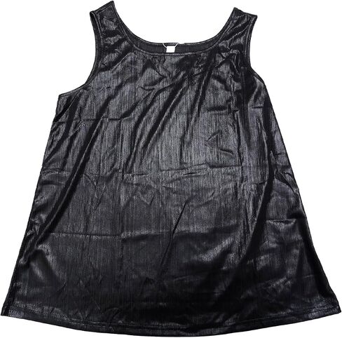 Agnes Orinda Plus Size Tops for Women Shiny Metallic Tank Top Shirt Round Neck Sleeveless Party Tee Blouse in Saudi Arabia