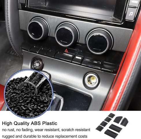 Daeiclru مركز وحدة التحكم AC مكيف الهواء غطاء مفتاح التبديل متوافق مع جاكوار F-Type 2013-2024، وحدة التحكم المركزية غطاء زر غطاء الملحقات الداخلية، 8 قطع (أسود لامع) in Kuwait