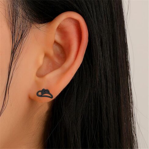 Dreuyet 4 Pairs Western Boots and Hat Stud Earrings for Women Tiny Asymmetric Cowboy Cowgirl Boot Hat Earrings Stainless Steel Minimalist High Polished Western Jewelry in Saudi Arabia