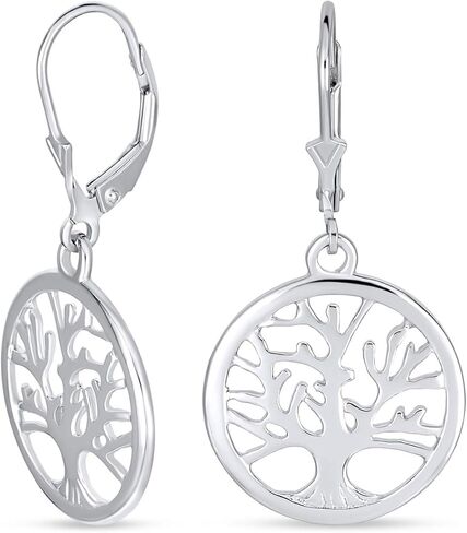 أقراط متدلية على شكل قرص بيضاوي من الطبيعة المحبة للعائلة وشجرة الحياة متدلية للنساء مطلية بالذهب الوردي عيار 14 قيراط. فضة استرليني عيار 925 in Kuwait