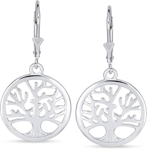 أقراط متدلية على شكل قرص بيضاوي من الطبيعة المحبة للعائلة وشجرة الحياة متدلية للنساء مطلية بالذهب الوردي عيار 14 قيراط. فضة استرليني عيار 925 in Kuwait