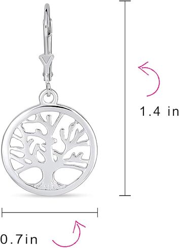 أقراط متدلية على شكل قرص بيضاوي من الطبيعة المحبة للعائلة وشجرة الحياة متدلية للنساء مطلية بالذهب الوردي عيار 14 قيراط. فضة استرليني عيار 925 in Kuwait